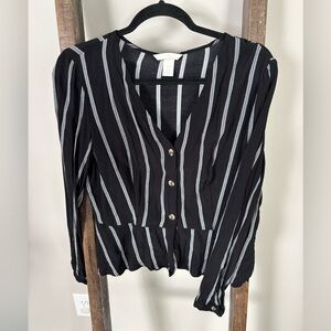 H&M black and white striped button down blouse